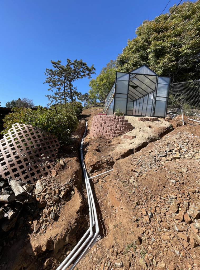 irrigation system pipes being installed