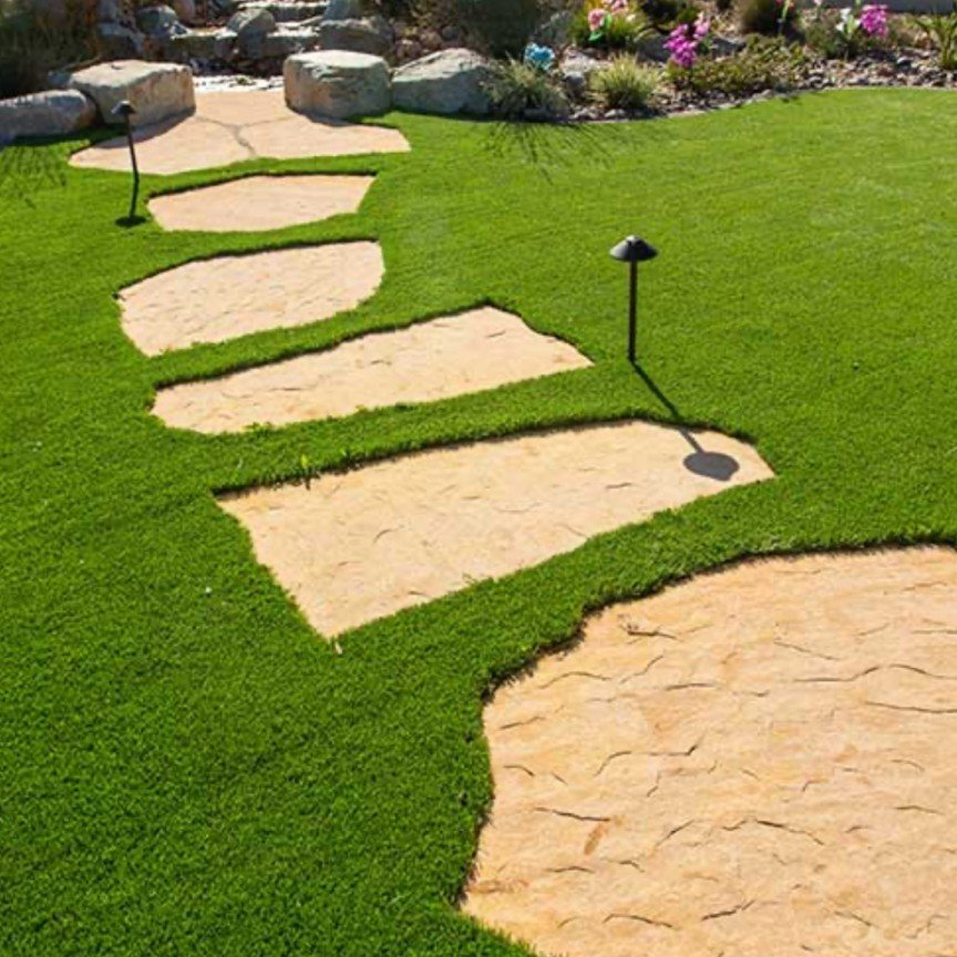 pavers in a grassy area